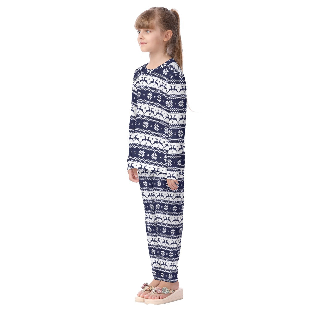 Kid's Christmas Pyjamas - Traditional Blue Pattern