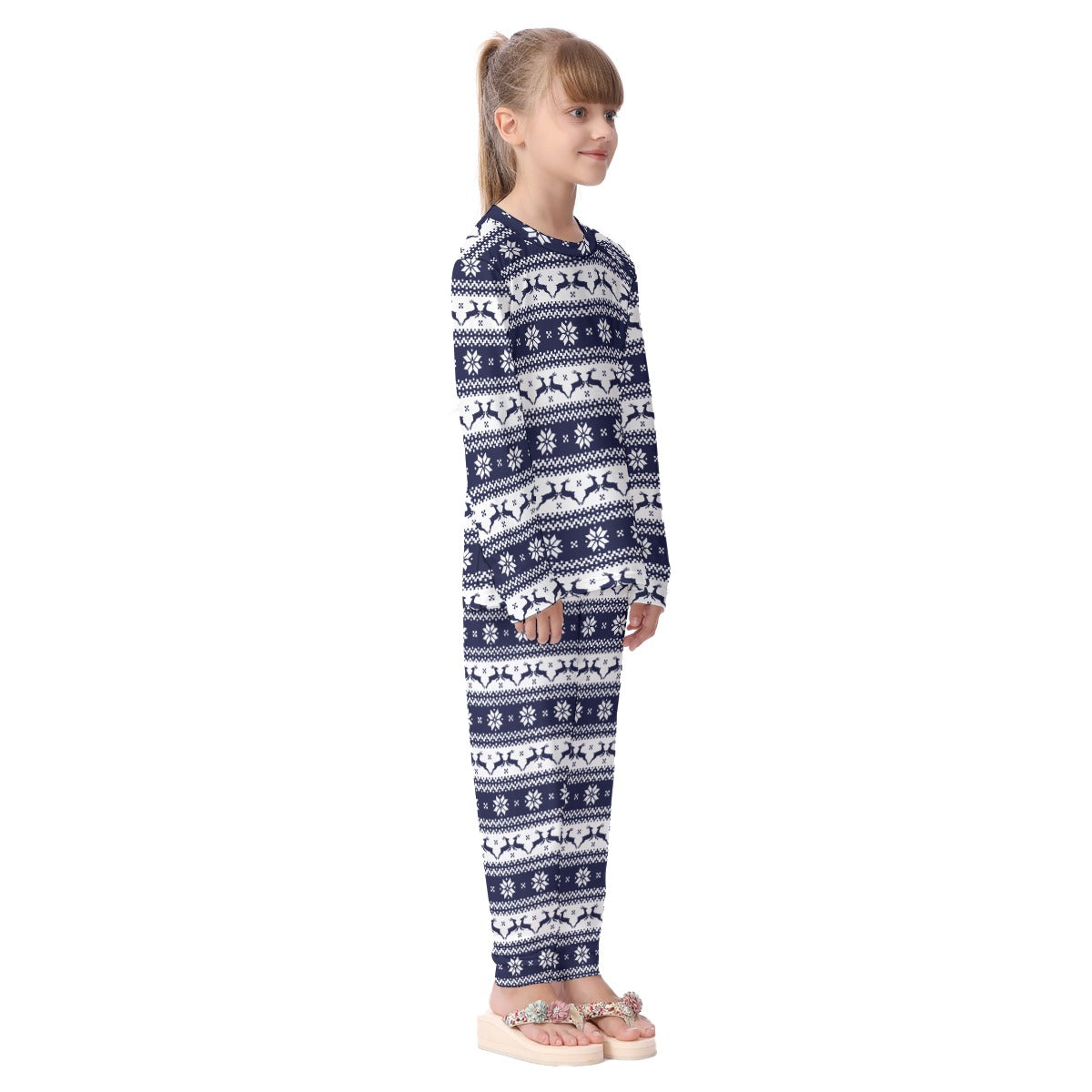 Kid's Christmas Pyjamas - Traditional Blue Pattern