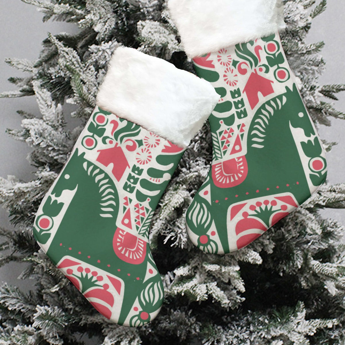 Christmas Sock - Red and Green Horse