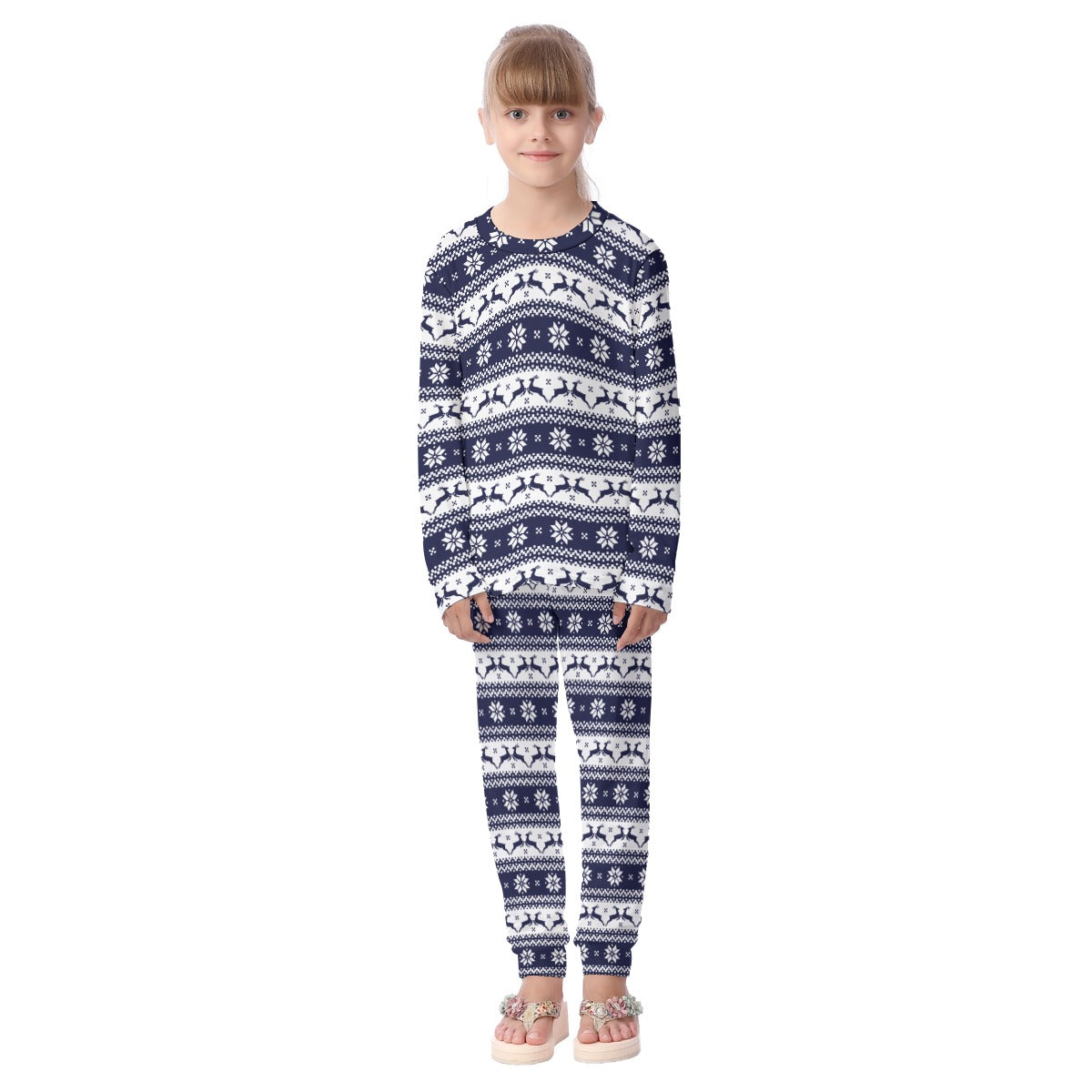 Kid's Christmas Pyjamas - Traditional Blue Pattern