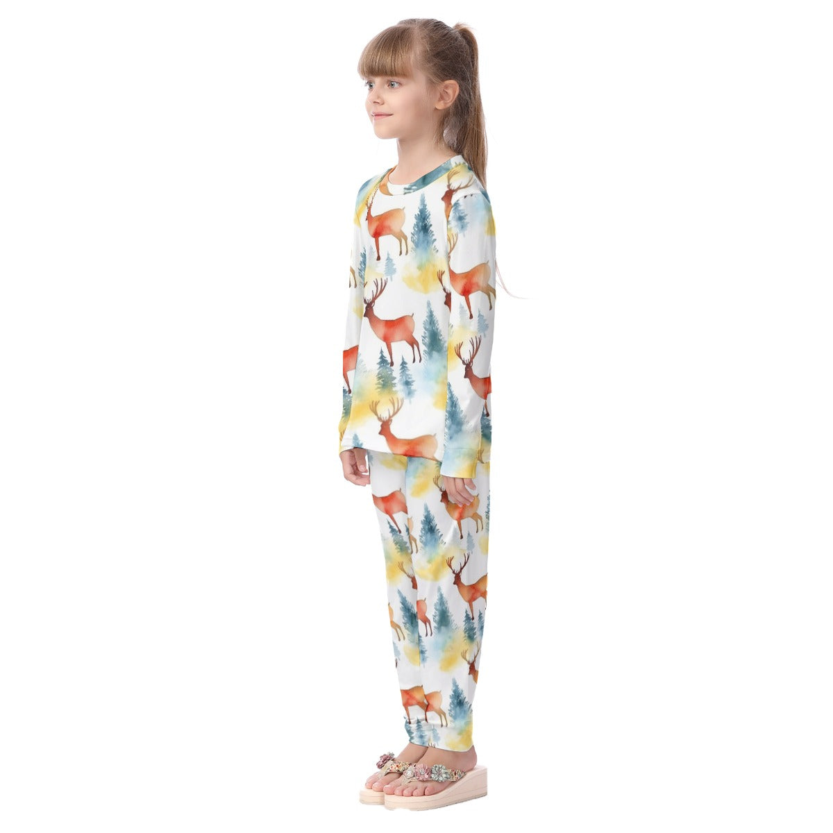 Kids Christmas Pyjama Set - Reindeer Watercolor