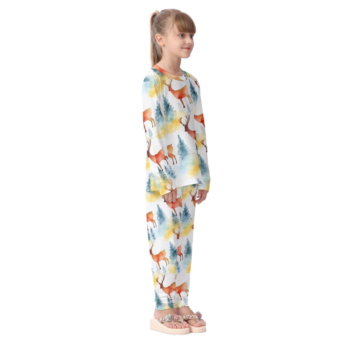 Kids Christmas Pyjama Set - Reindeer Watercolor