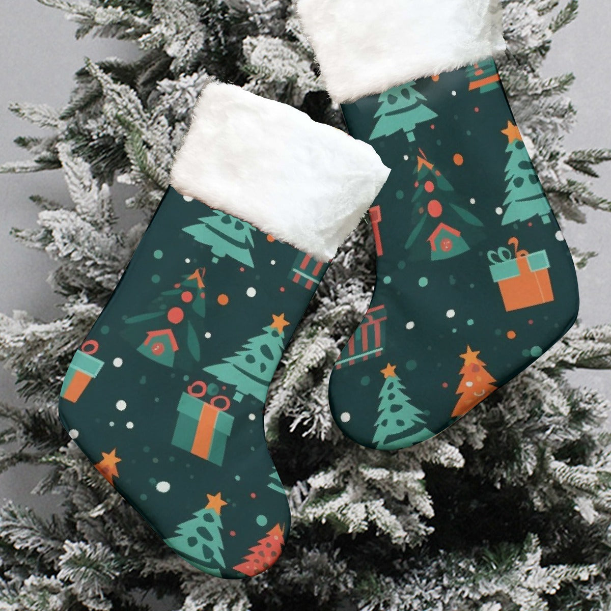 Christmas Sock - Dark Green Pattern