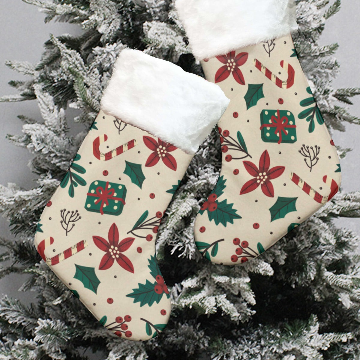 Christmas Sock - Off White Christmas Pattern