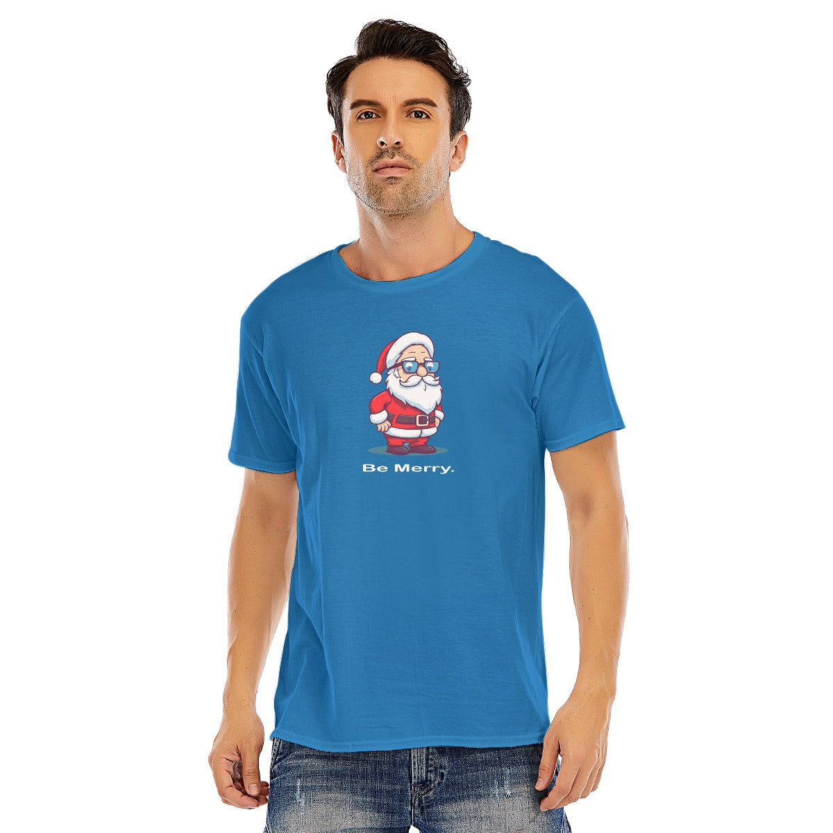 Mens Short Sleeve Christmas Tee - Be Merry.