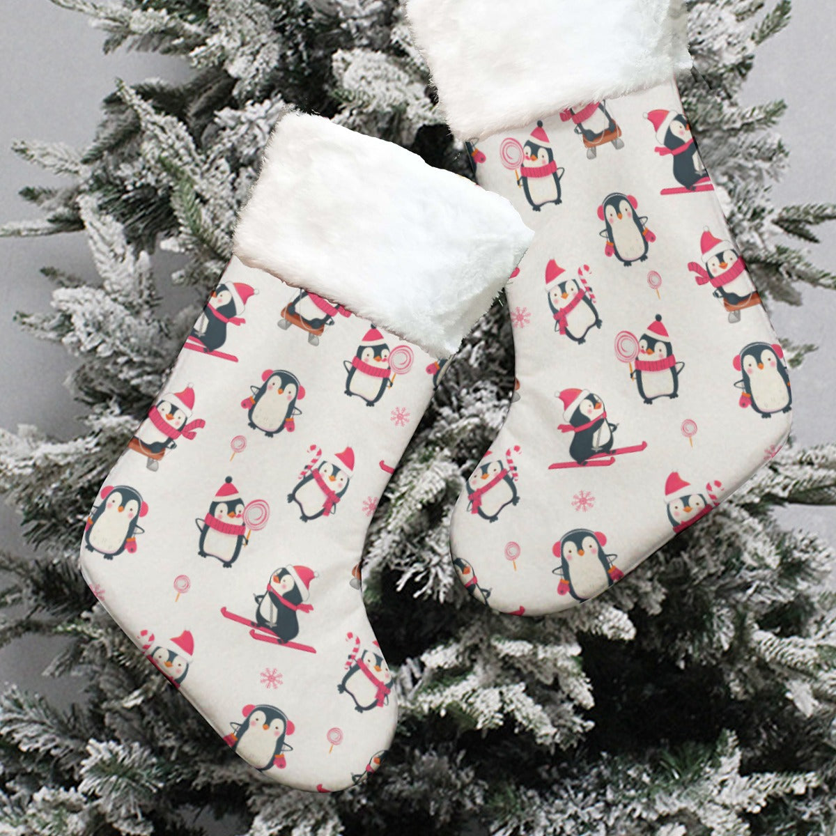 Christmas Sock - White Penguins
