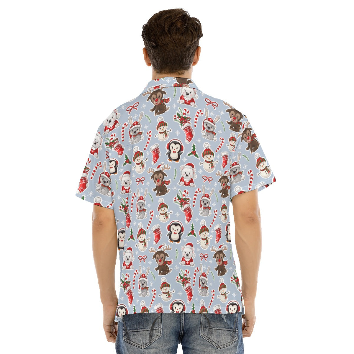 Men's Short Sleeve Christmas Shirt - Polar Kawaii
