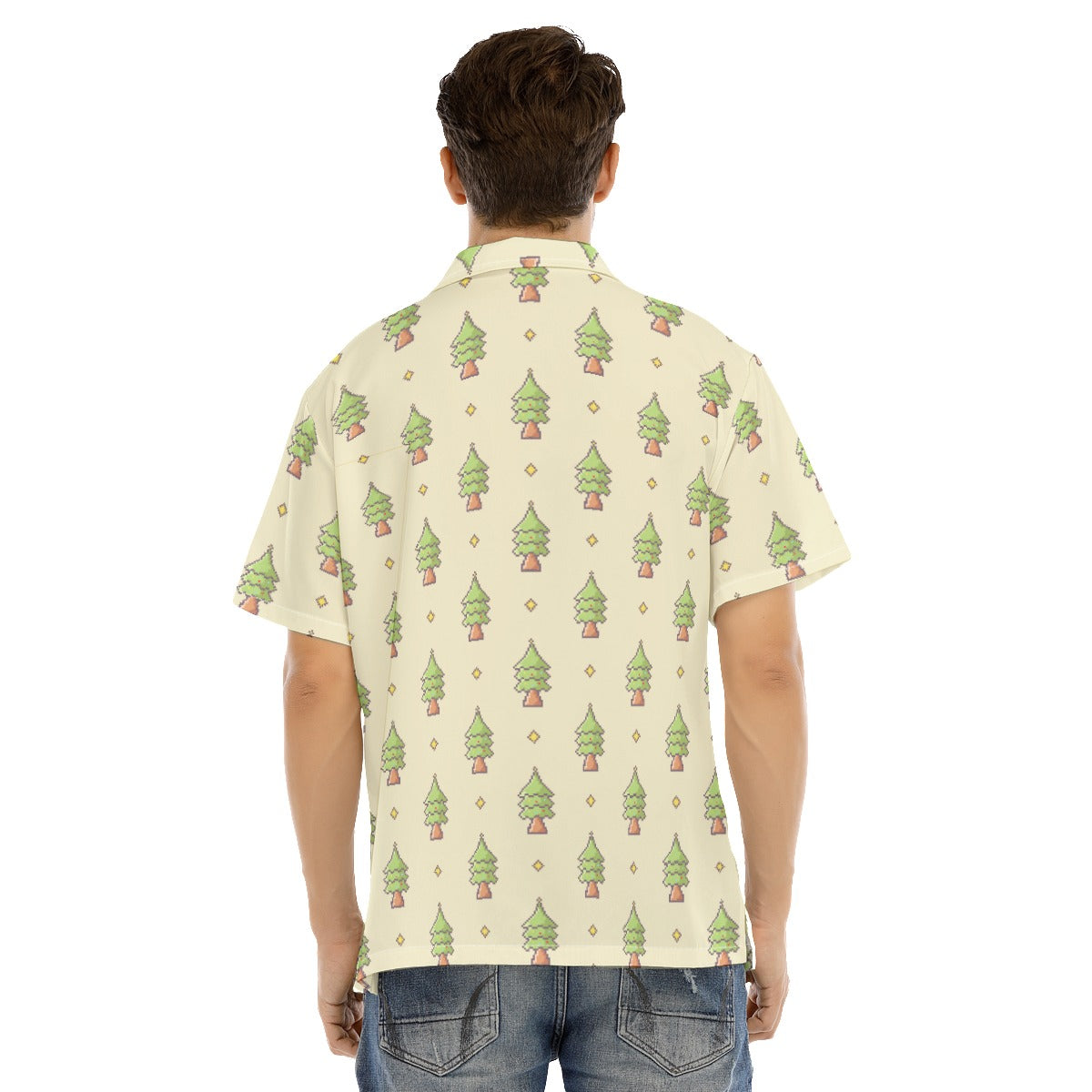 Men's Short Sleeve Christmas Shirt - 16-Bit Christmas Trees