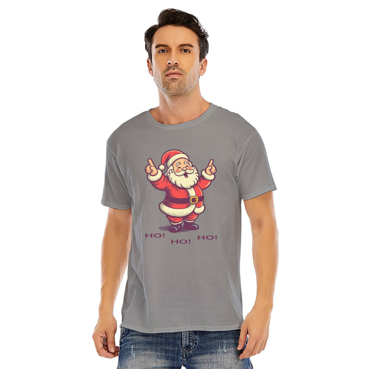 Mens Short Sleeve Christmas Tee - "Ho Ho Ho" Black