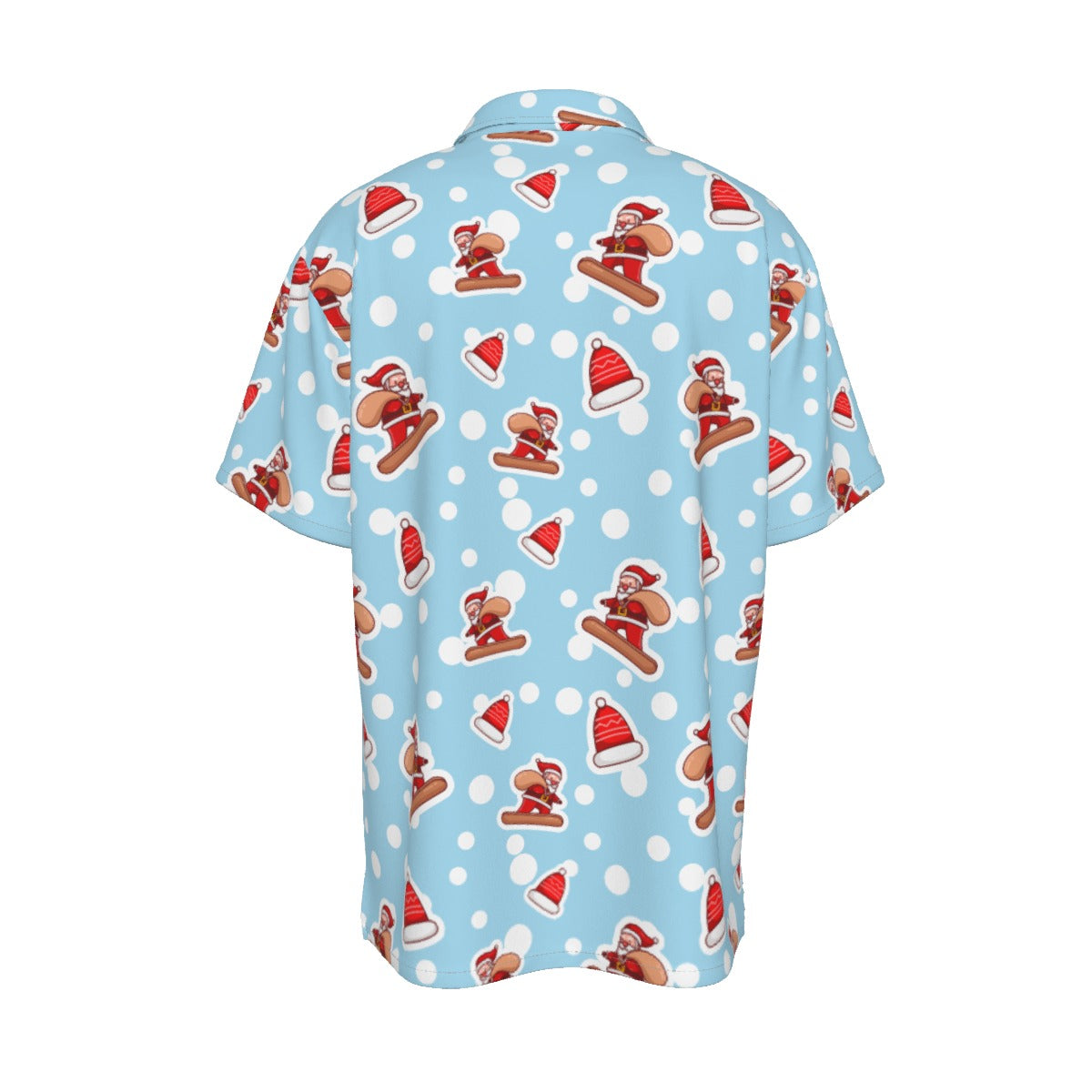 Men's Short Sleeve Christmas Shirt - Santa Snowboarding