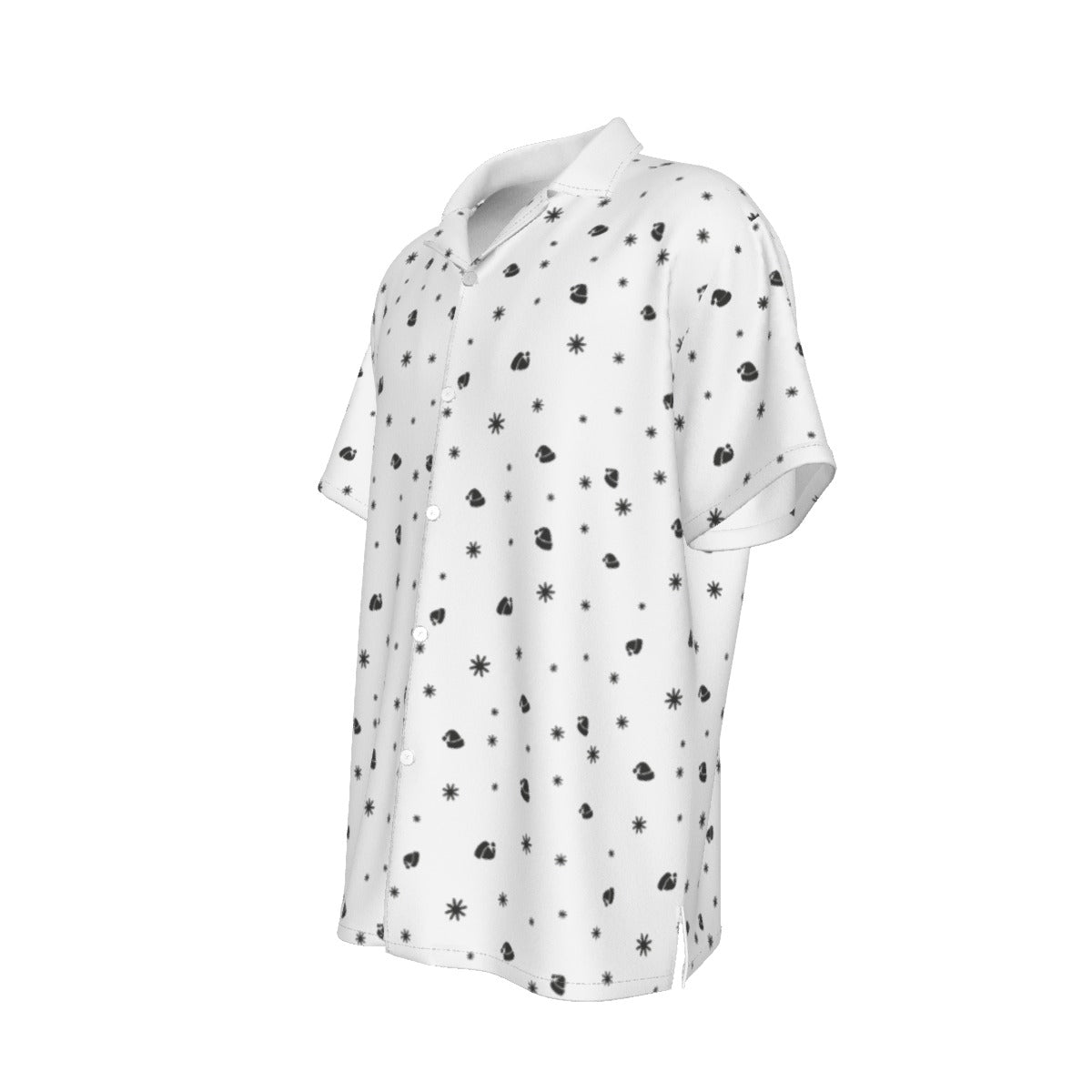 Men's Short Sleeve Christmas Shirt - Snowflakes and Hats