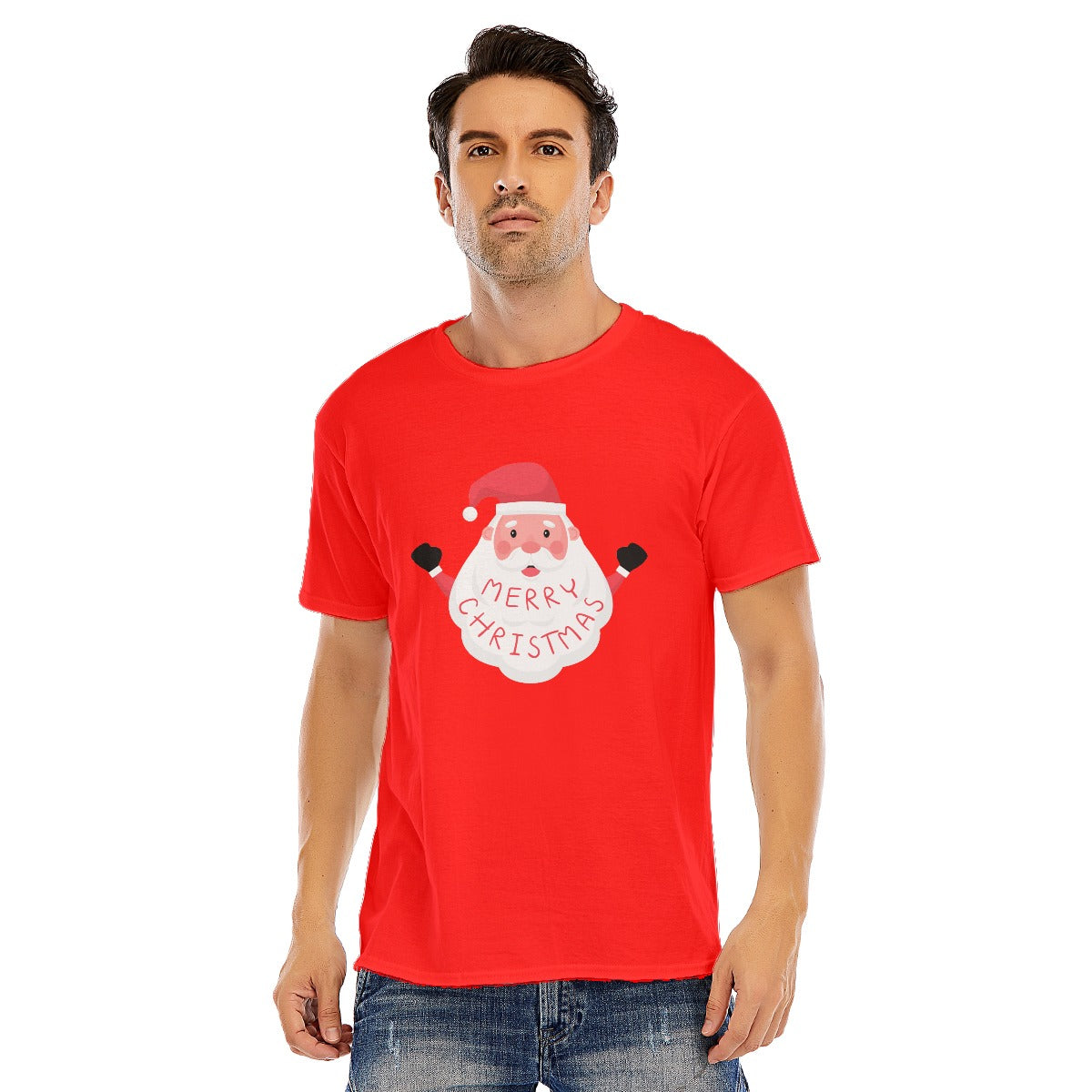 Mens Short Sleeve Christmas Tee - Basic Santa