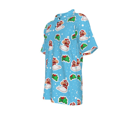 Men's Short Sleeve Christmas Polo Shirt - Santa Cloud