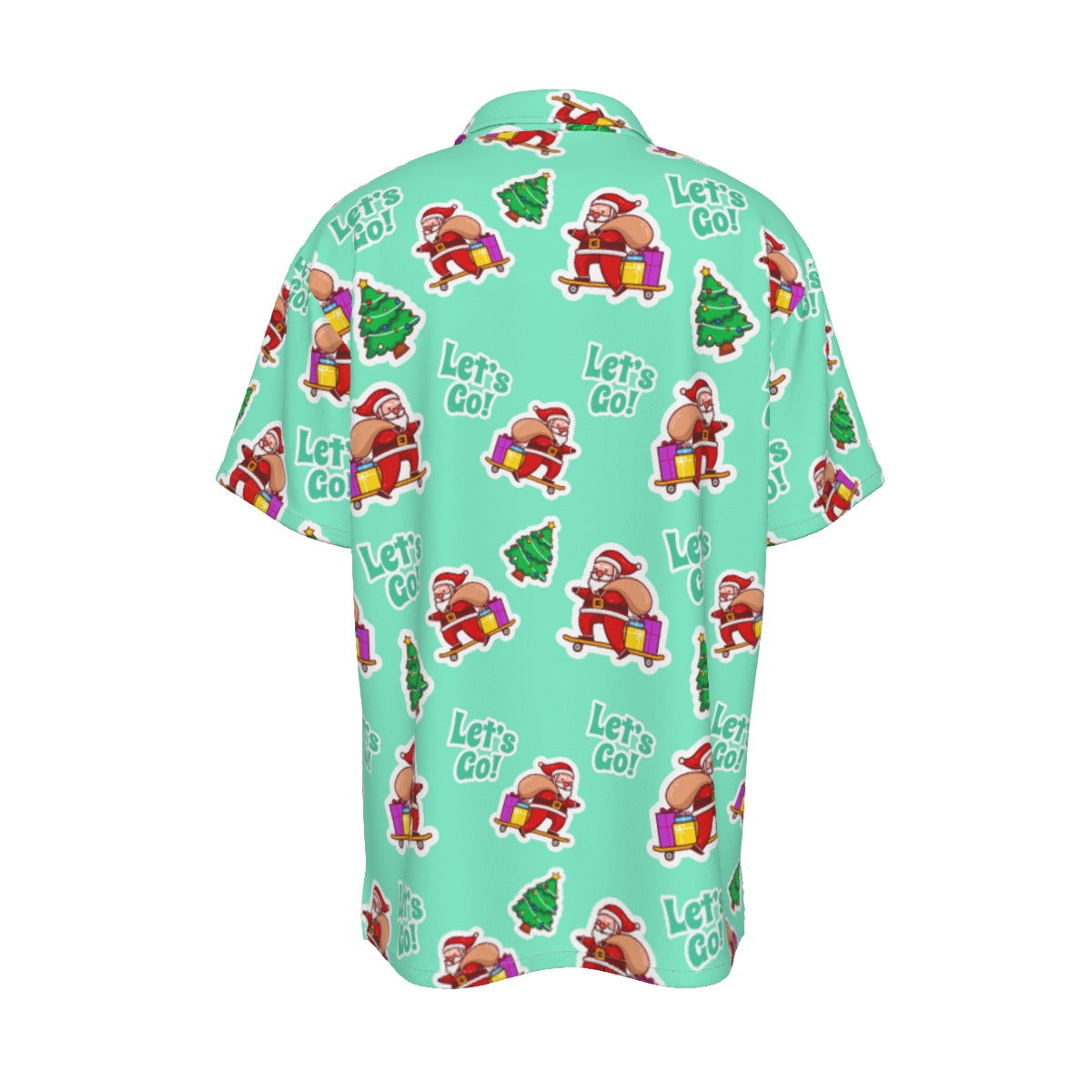 Men's Short Sleeve Christmas Shirt - Green "Let's Go"