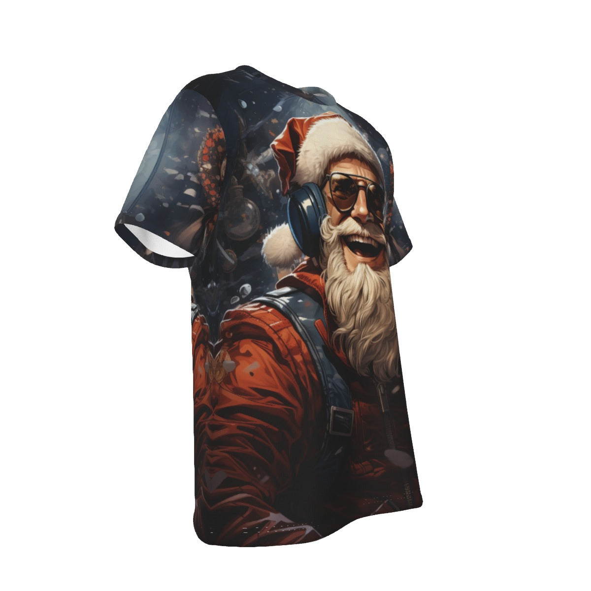 Mens Short Sleeve Christmas Tee - Front and Back - DJ Santa