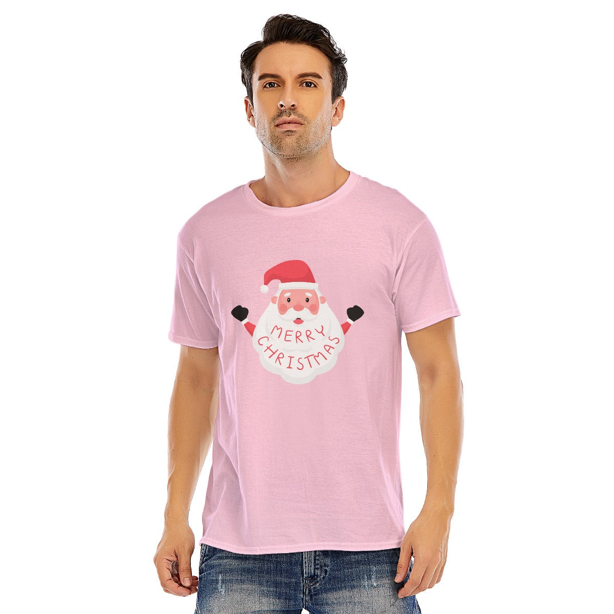 Mens Short Sleeve Christmas Tee - Basic Santa