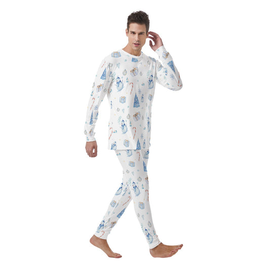 Men's Watercolour Christmas Pyjamas - Blue