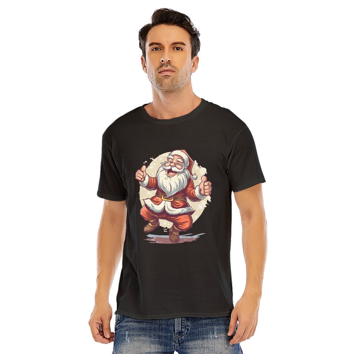 Mens Short Sleeve Christmas Tee - Dancing Santa