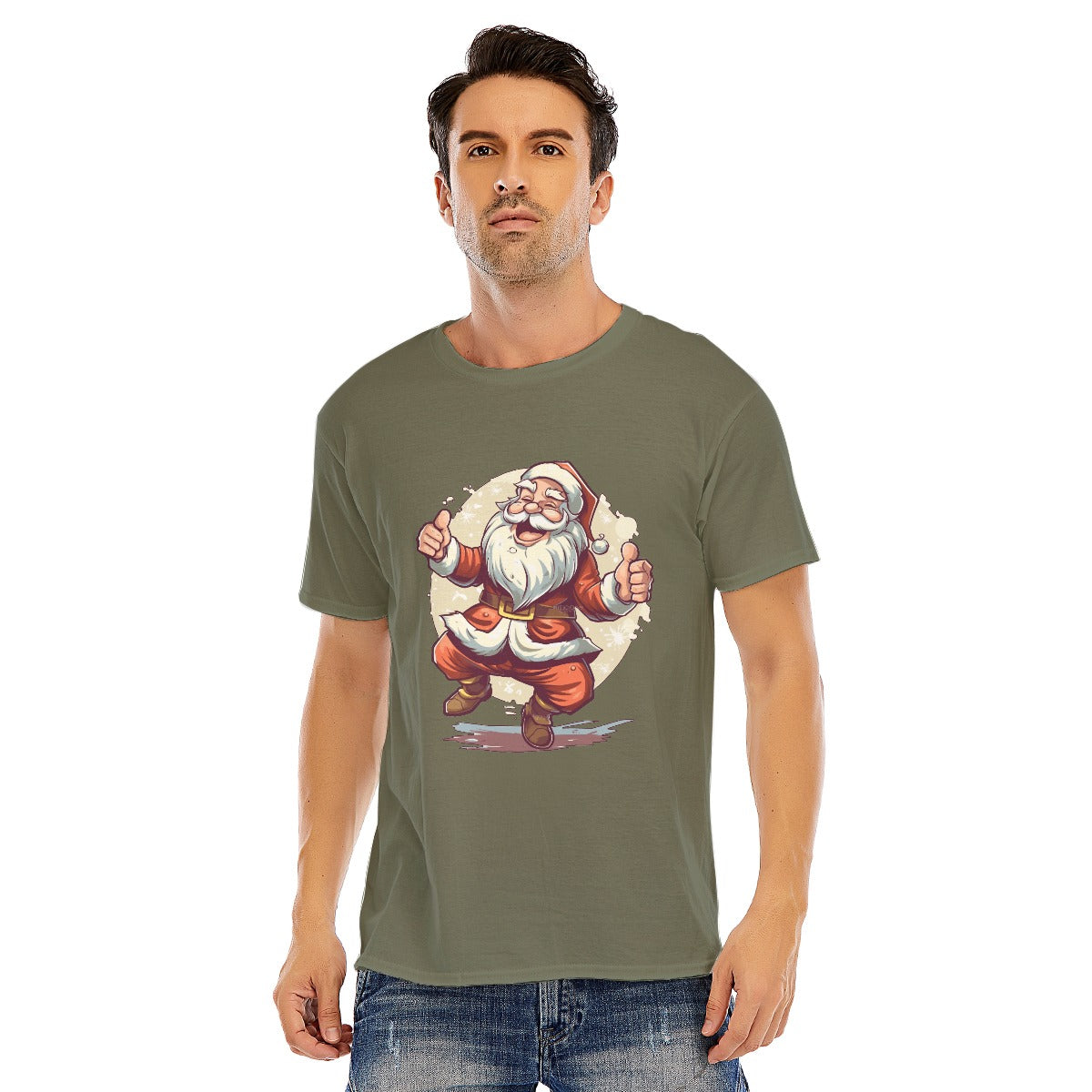 Mens Short Sleeve Christmas Tee - Dancing Santa