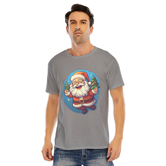 Mens Short Sleeve Christmas Tee - Flying Santa