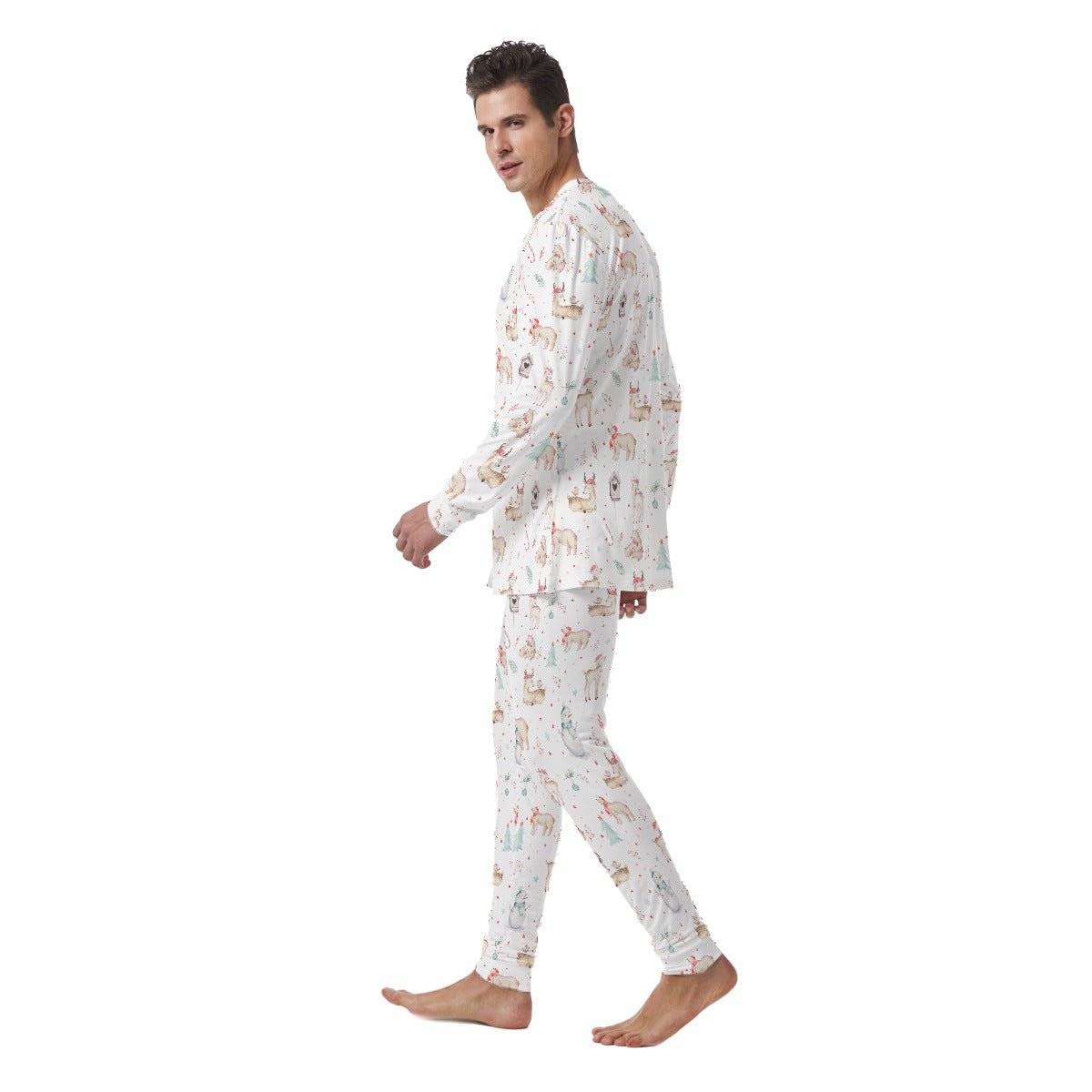 Men's Watercolour Christmas Pyjamas - Natural