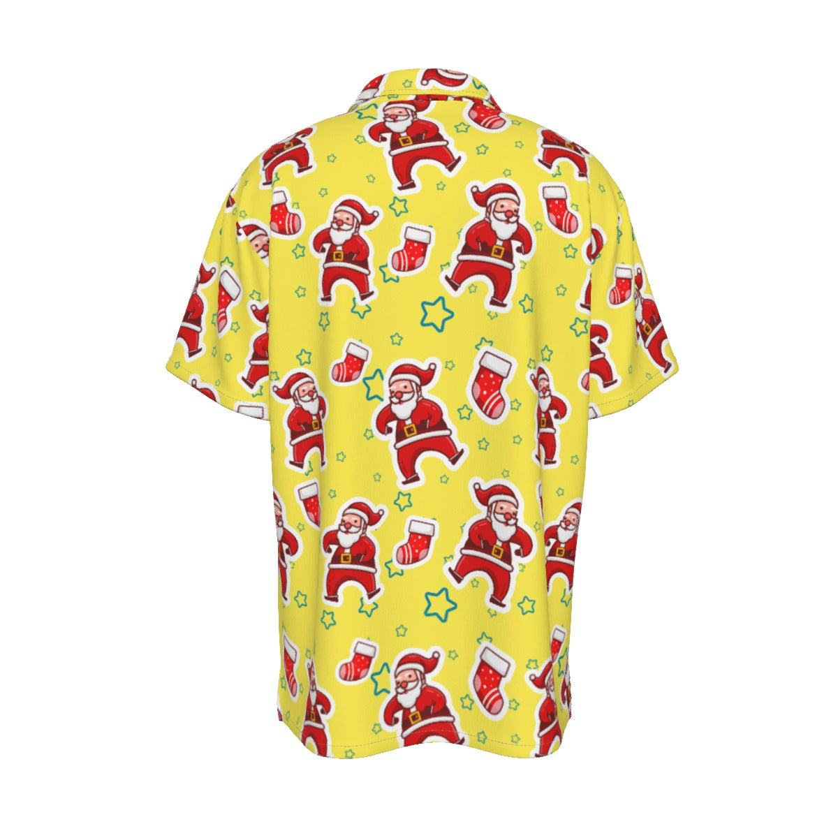 Men's Short Sleeve Christmas Shirt - Santa and Stars