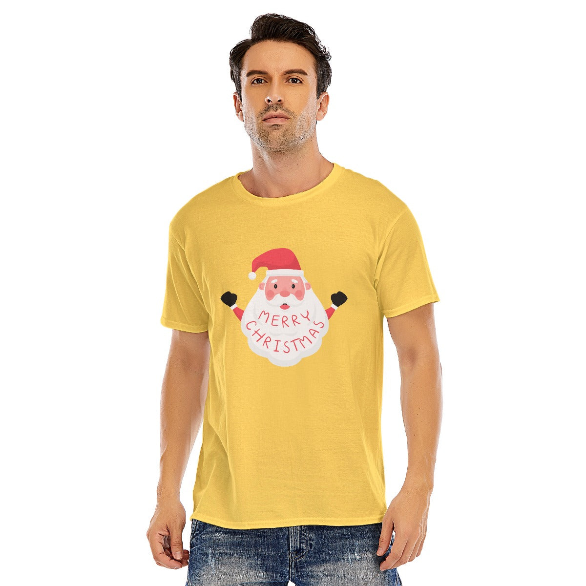 Mens Short Sleeve Christmas Tee - Basic Santa