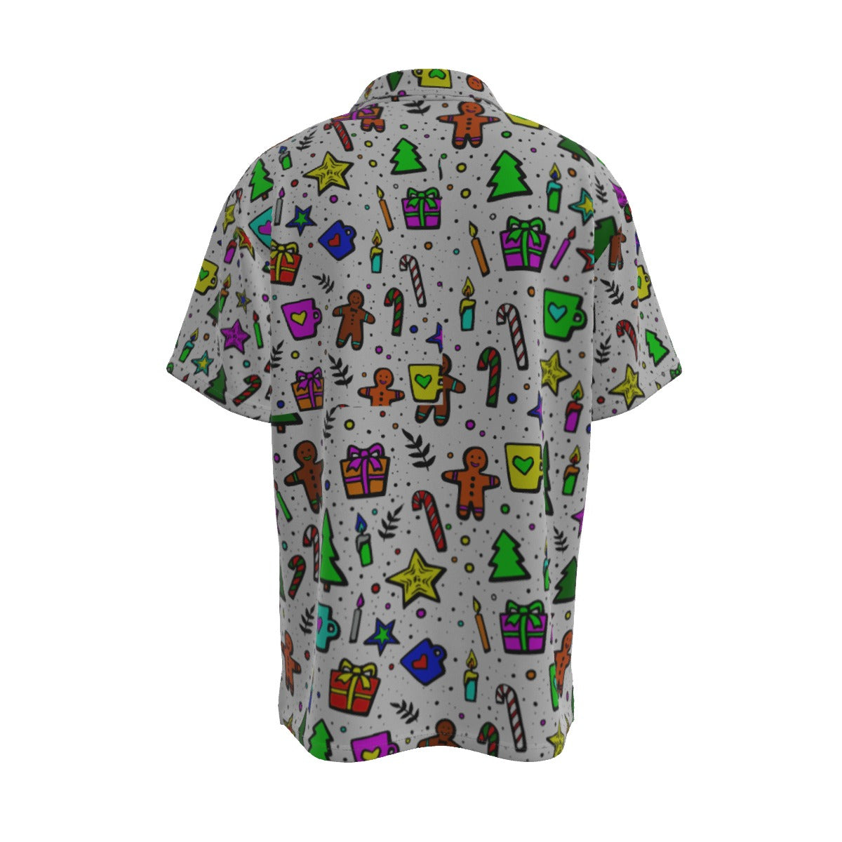 Men's Short Sleeve Christmas Shirt - Bright Doodle