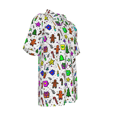 Men's Short Sleeve Christmas Polo Shirt - Bright Doodle