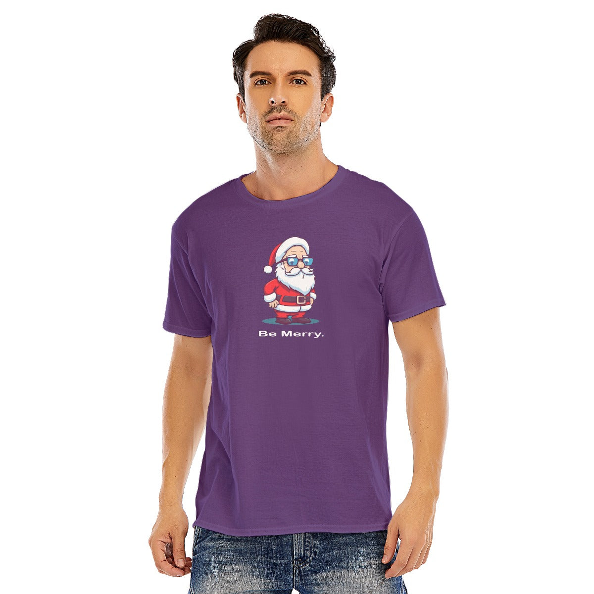 Mens Short Sleeve Christmas Tee - Be Merry.