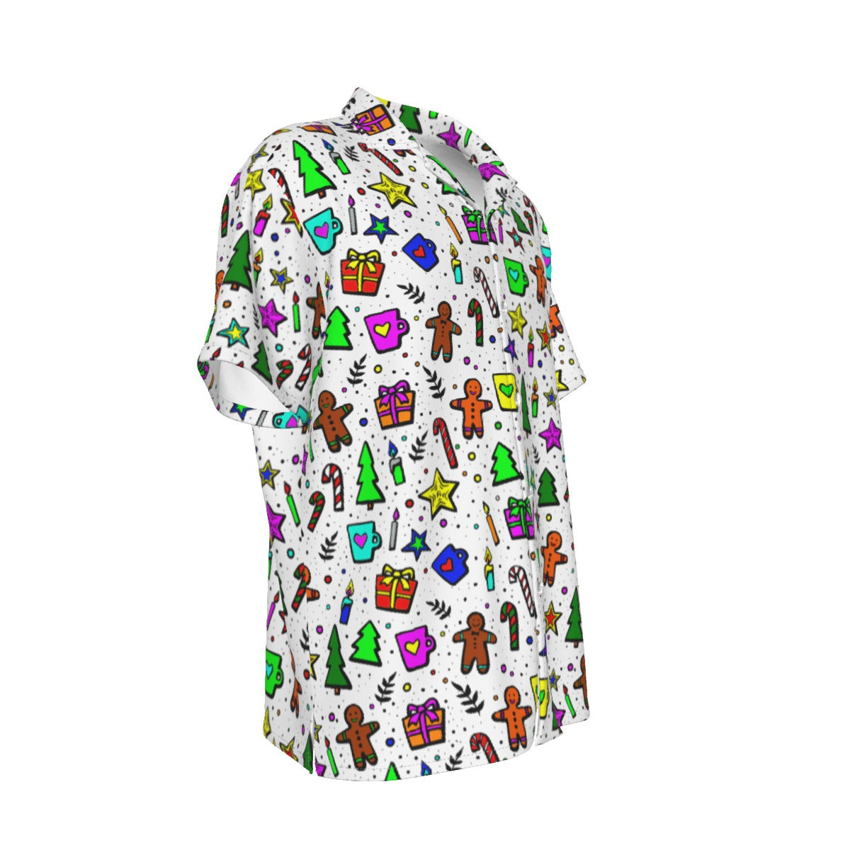 Men's Short Sleeve Christmas Shirt - Bright Doodle