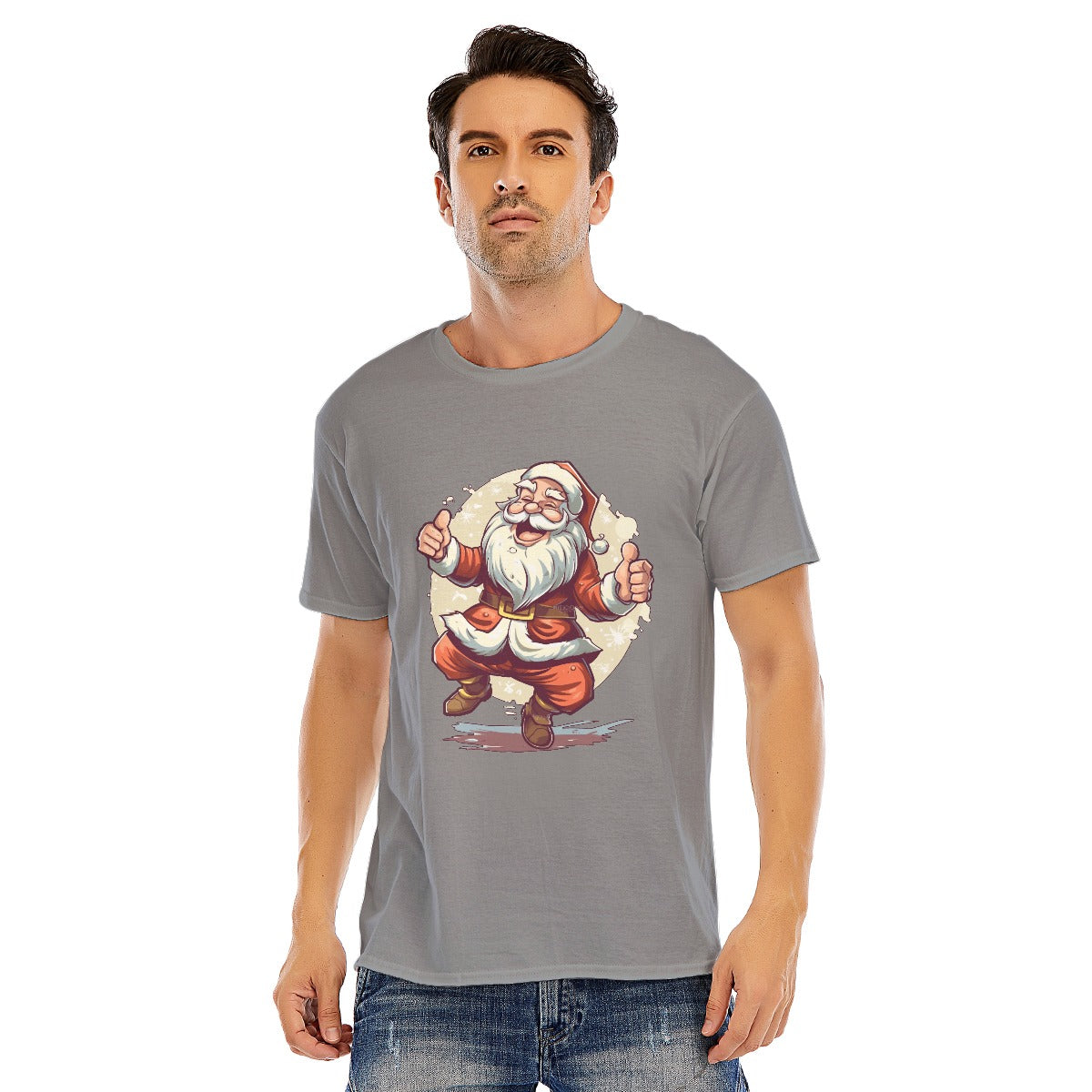 Mens Short Sleeve Christmas Tee - Dancing Santa