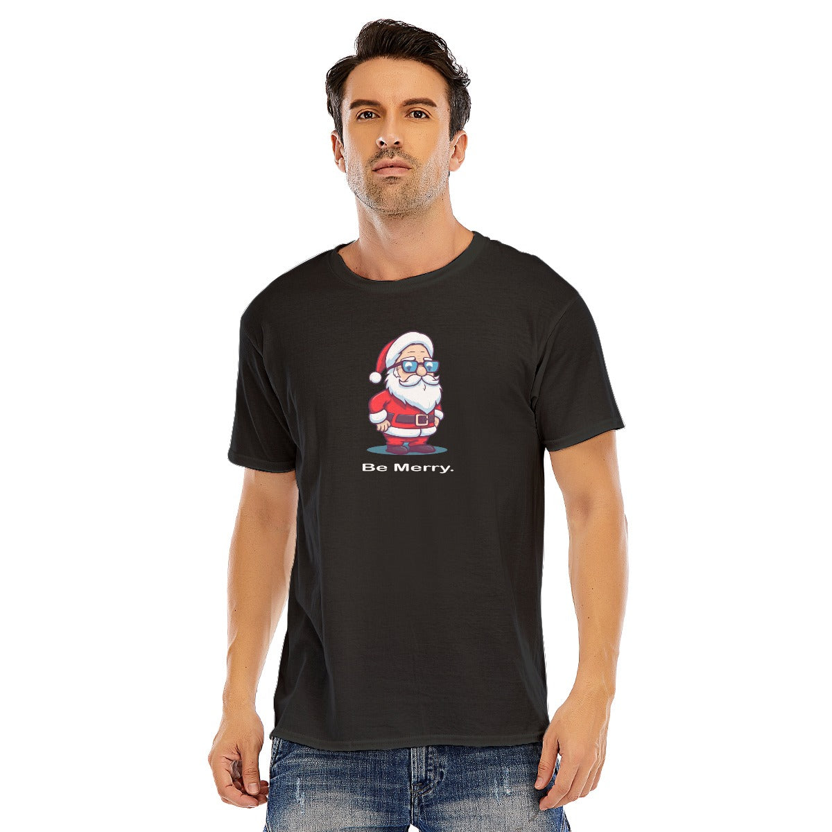 Mens Short Sleeve Christmas Tee - Be Merry.