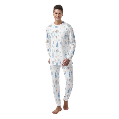 Men's Watercolour Christmas Pyjamas - Blue