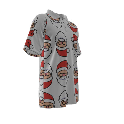 Men's Short Sleeve Christmas Polo Shirt - Mirrored Santa