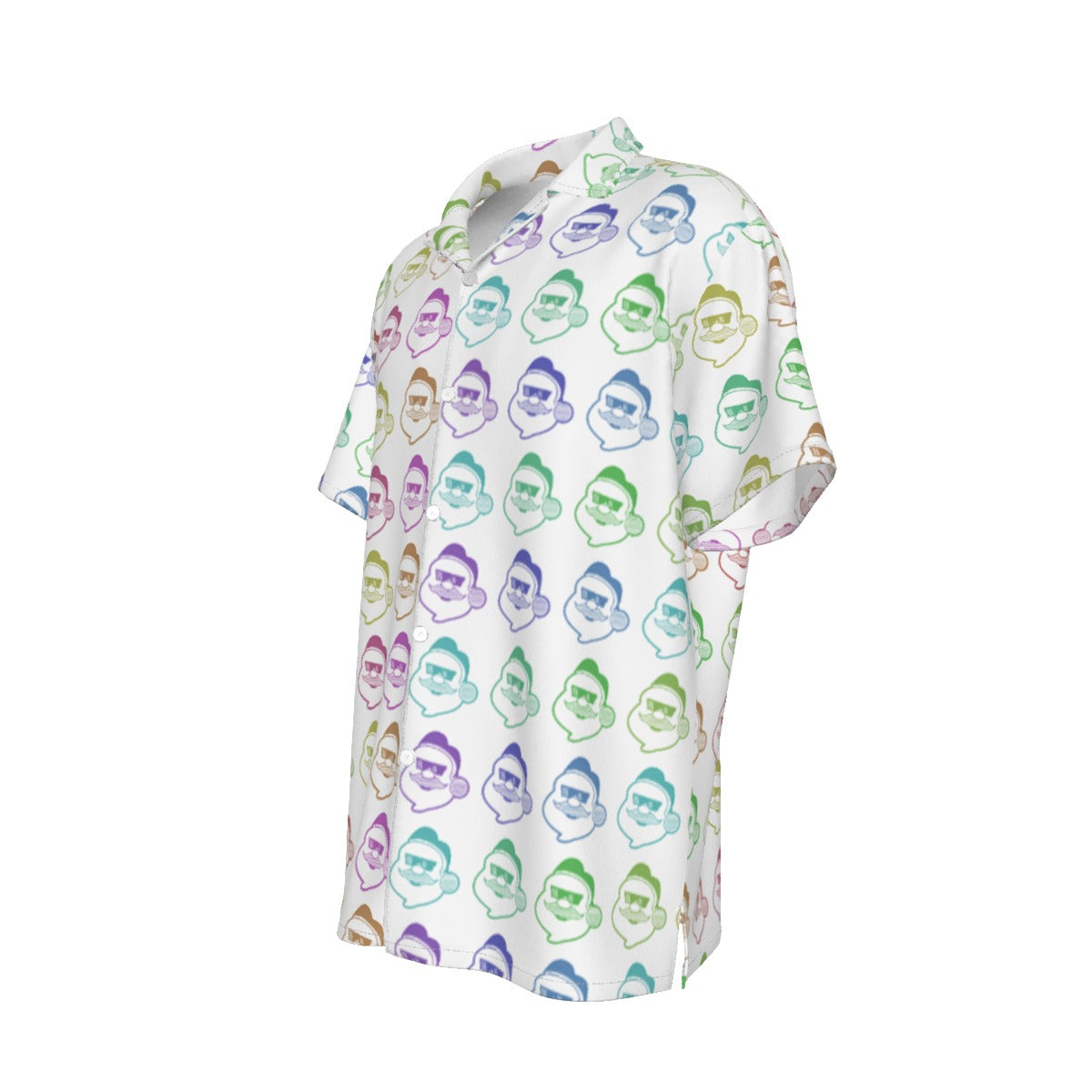 Men's Short Sleeve Christmas Shirt - Rainbow - Boss Santa