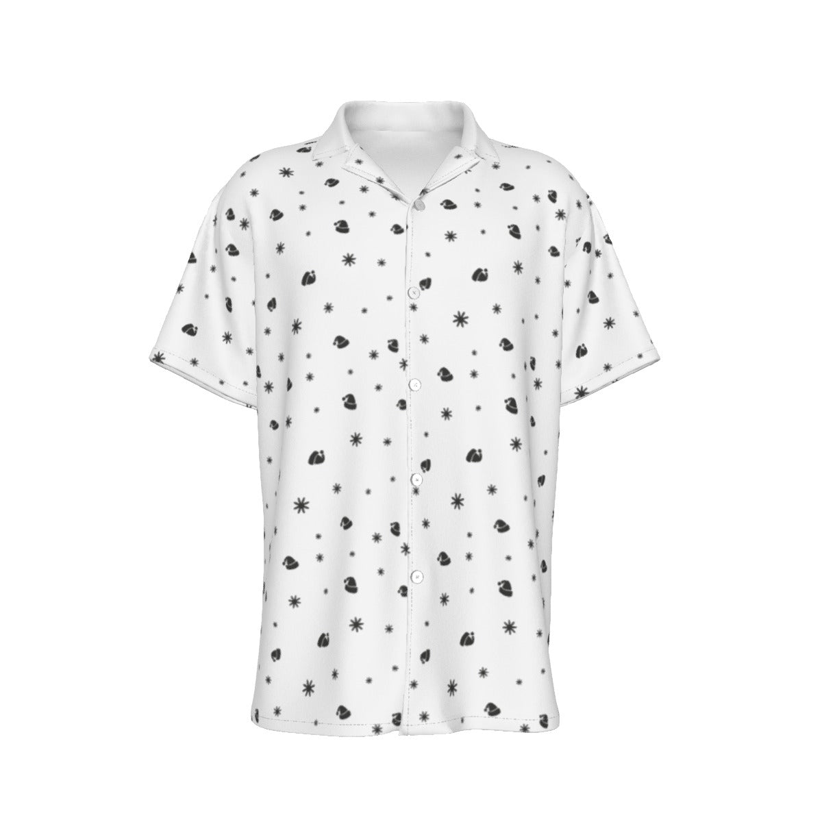 Men's Short Sleeve Christmas Shirt - Snowflakes and Hats