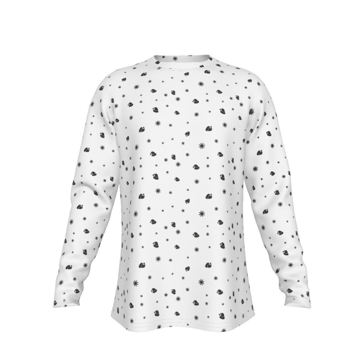 Men's Long Sleeve Christmas T-Shirt - Snowflakes and Hats