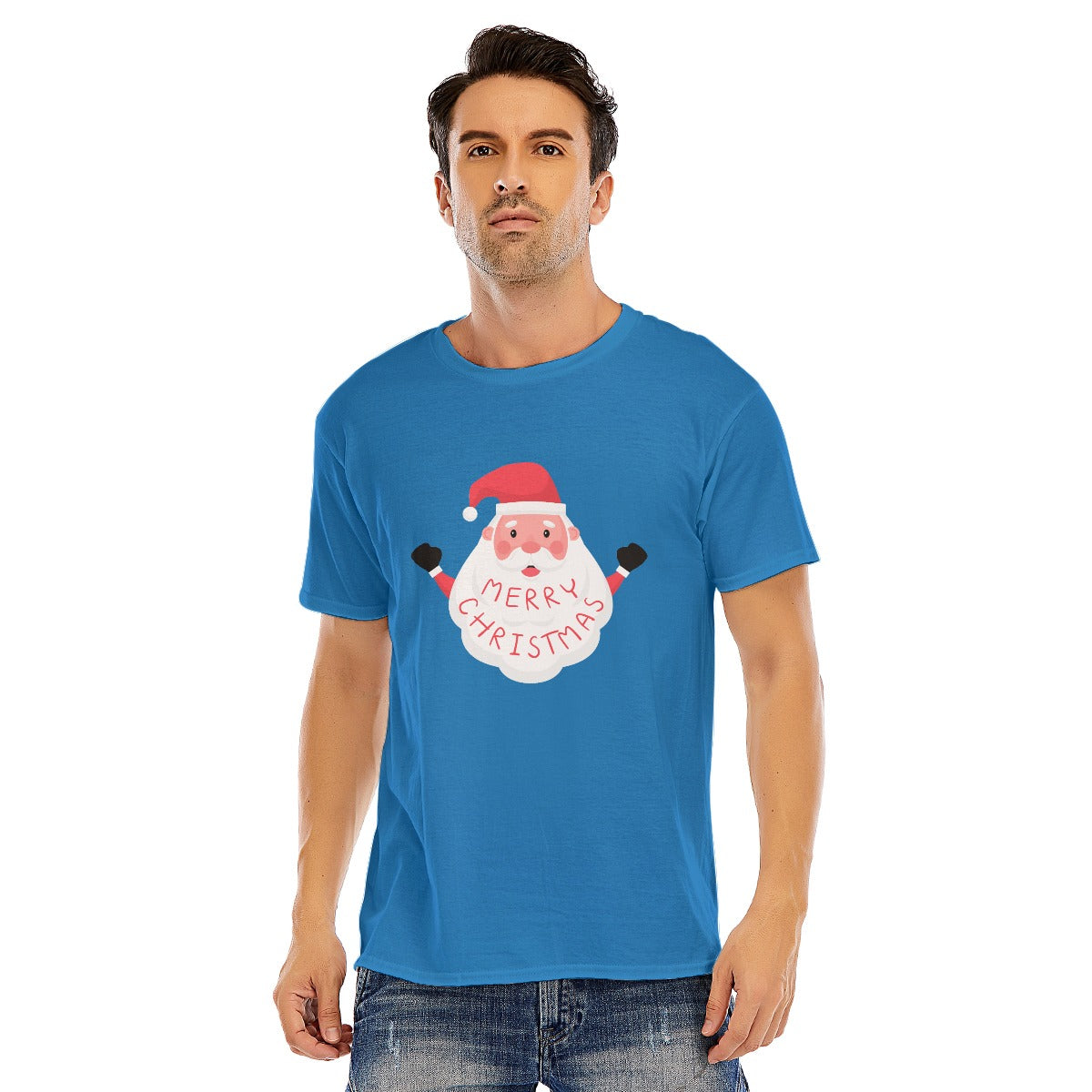 Mens Short Sleeve Christmas Tee - Basic Santa