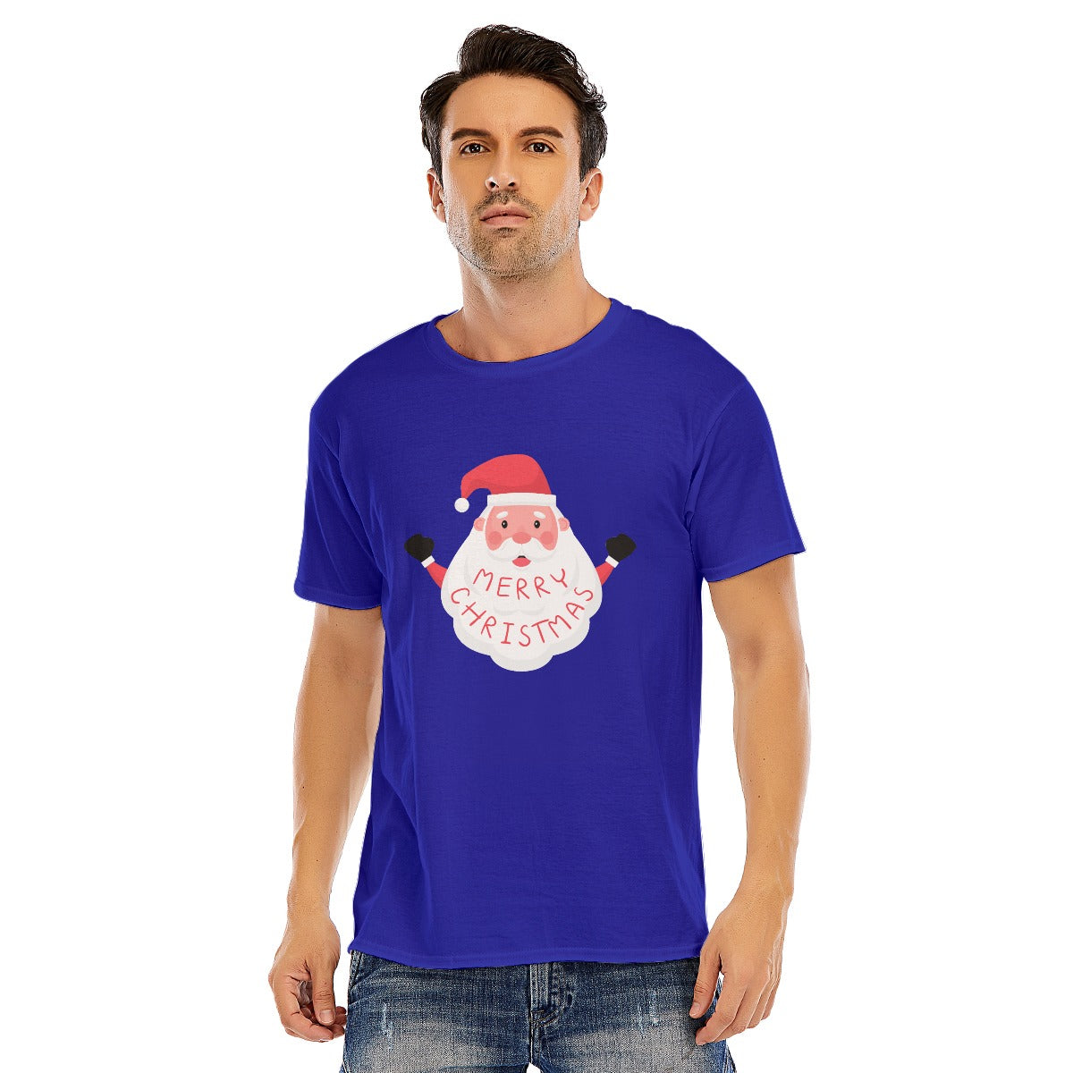Mens Short Sleeve Christmas Tee - Basic Santa