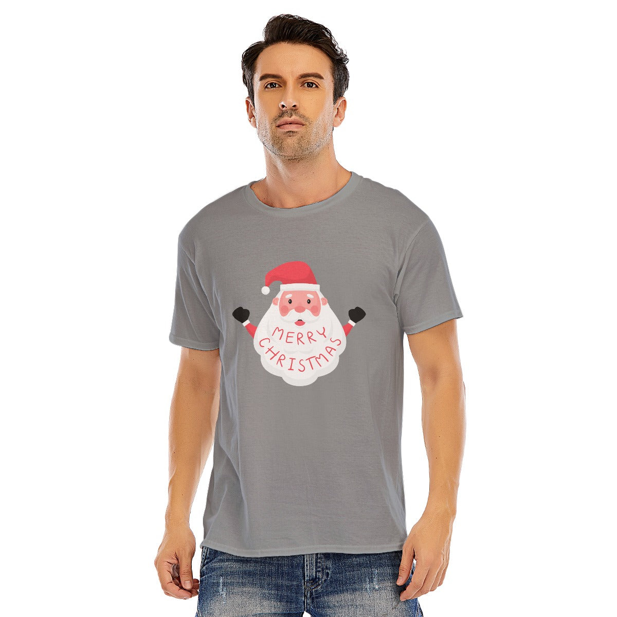 Mens Short Sleeve Christmas Tee - Basic Santa