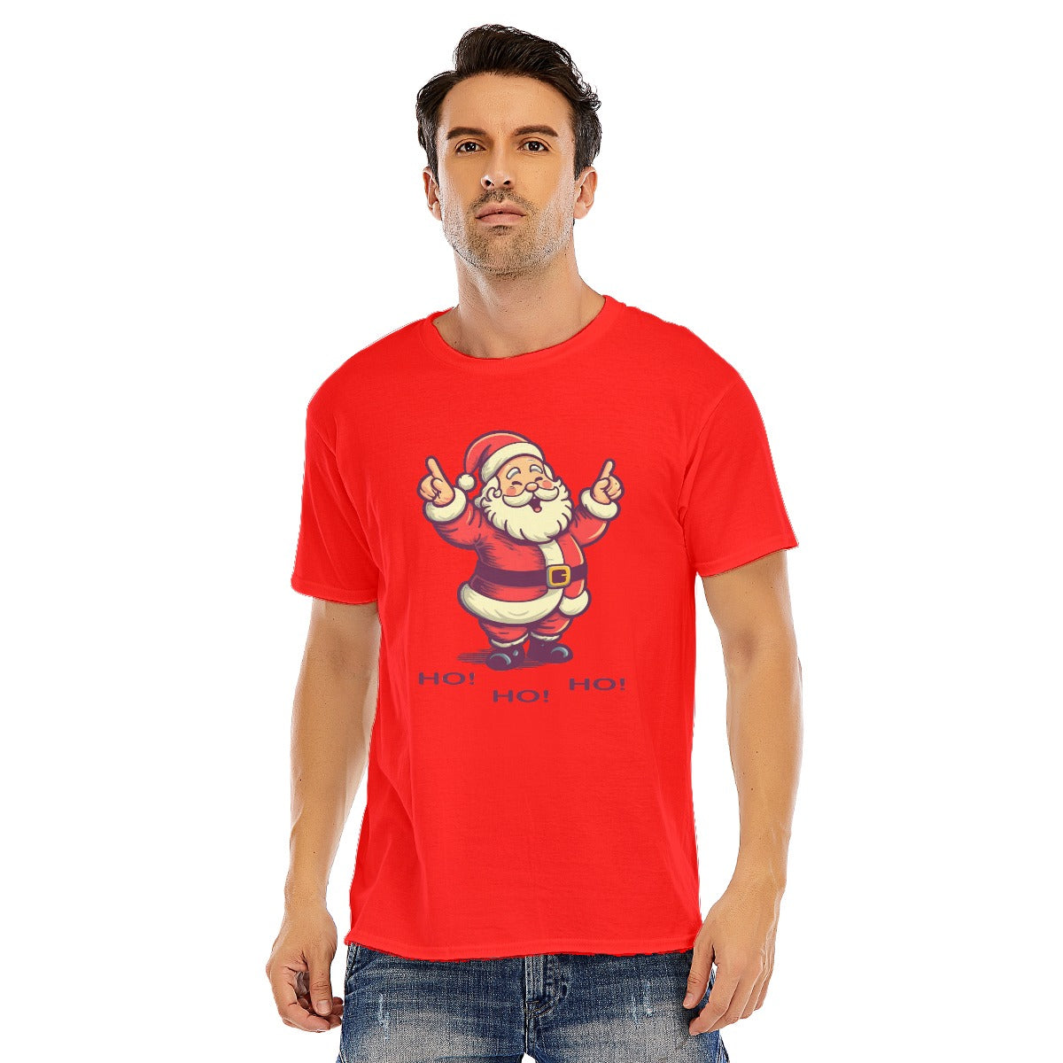 Mens Short Sleeve Christmas Tee - "Ho Ho Ho" Black