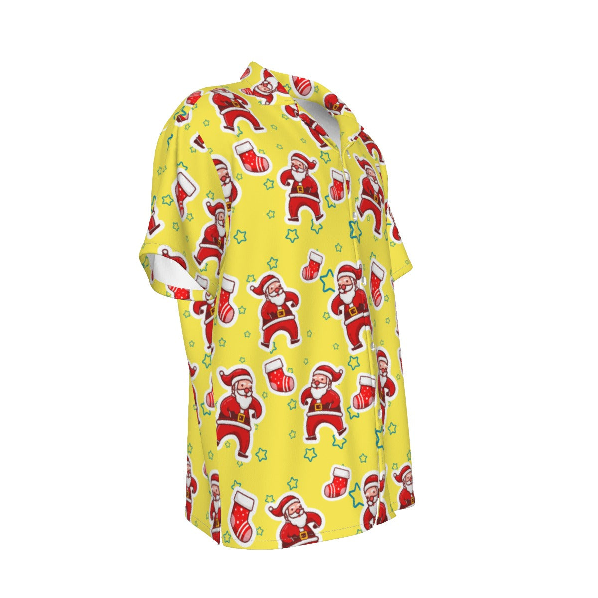 Men's Short Sleeve Christmas Shirt - Santa and Stars