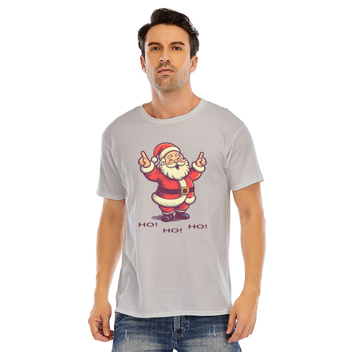 Mens Short Sleeve Christmas Tee - "Ho Ho Ho" Black