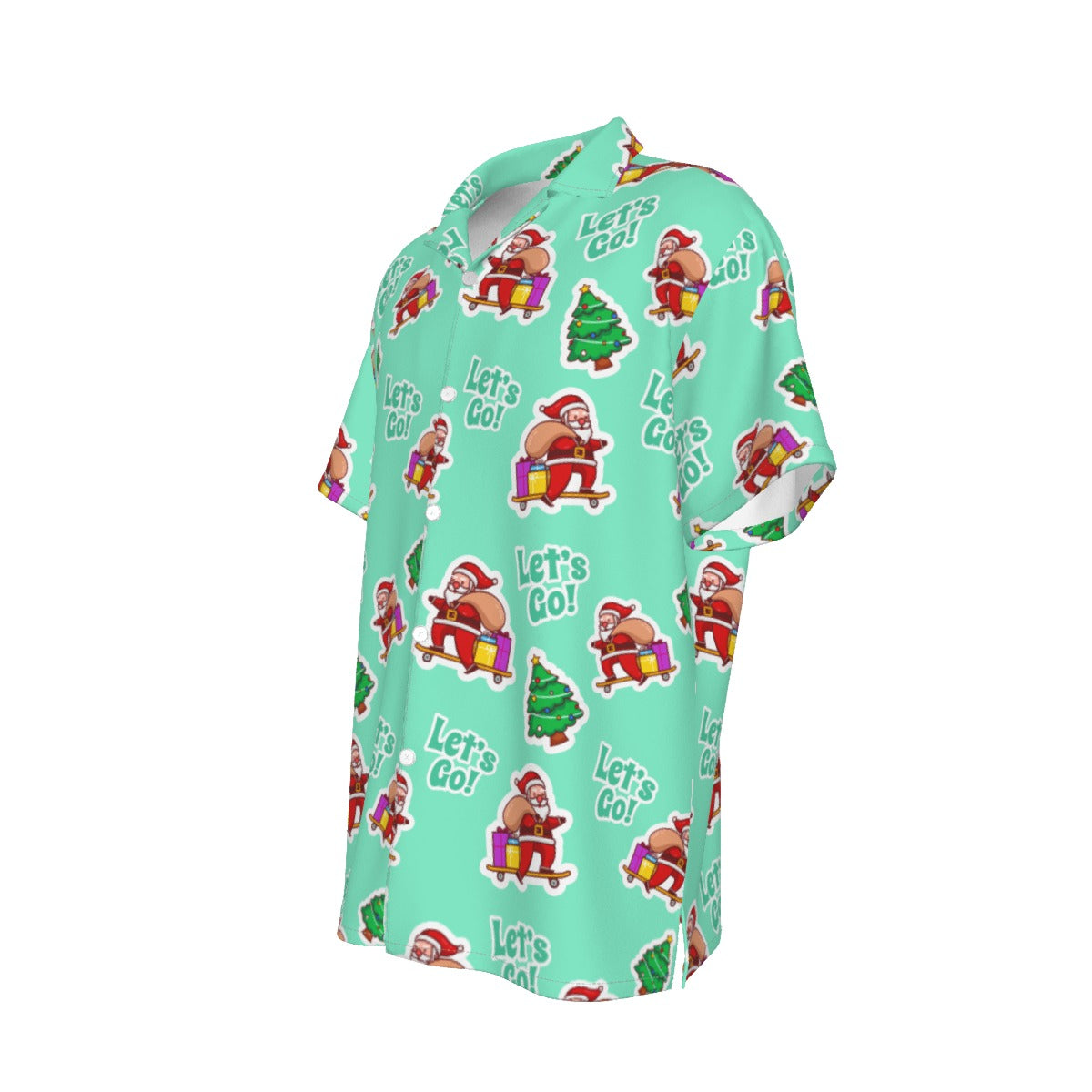 Men's Short Sleeve Christmas Shirt - Green "Let's Go"