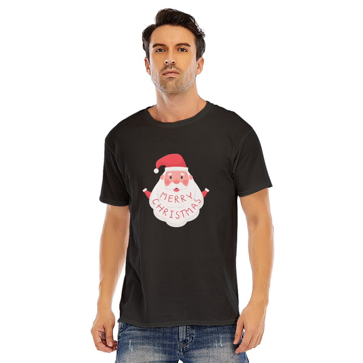 Mens Short Sleeve Christmas Tee - Basic Santa