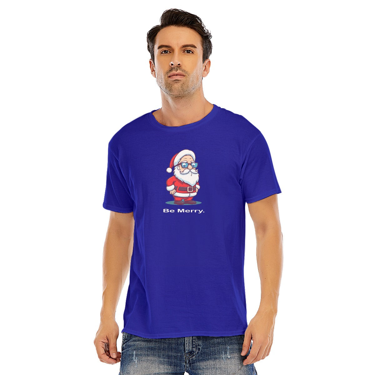 Mens Short Sleeve Christmas Tee - Be Merry.
