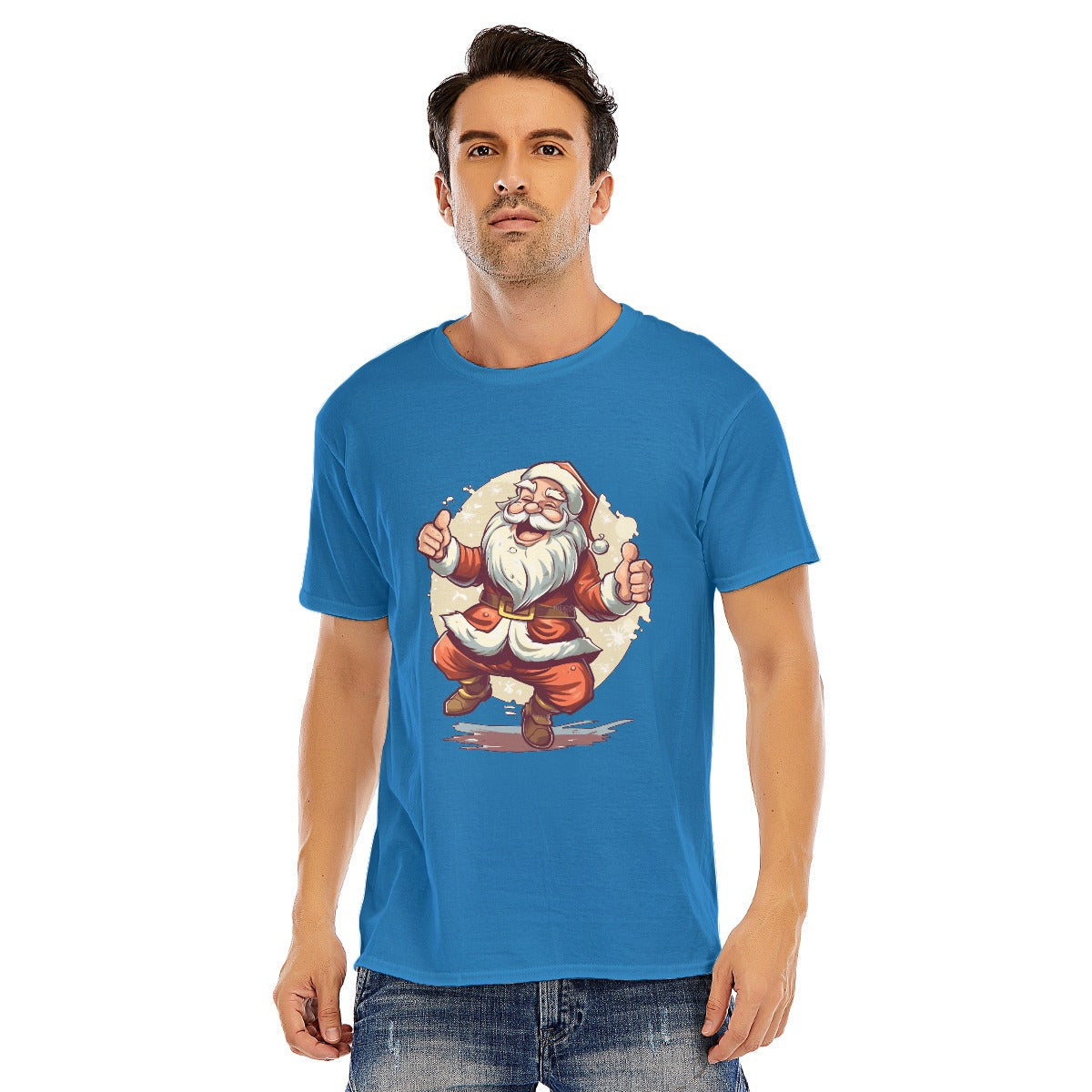 Mens Short Sleeve Christmas Tee - Dancing Santa