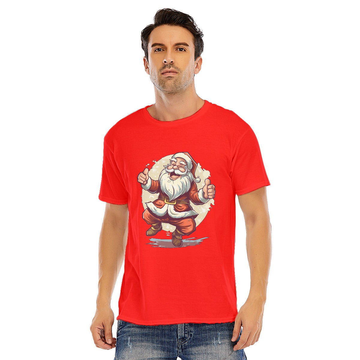 Mens Short Sleeve Christmas Tee - Dancing Santa