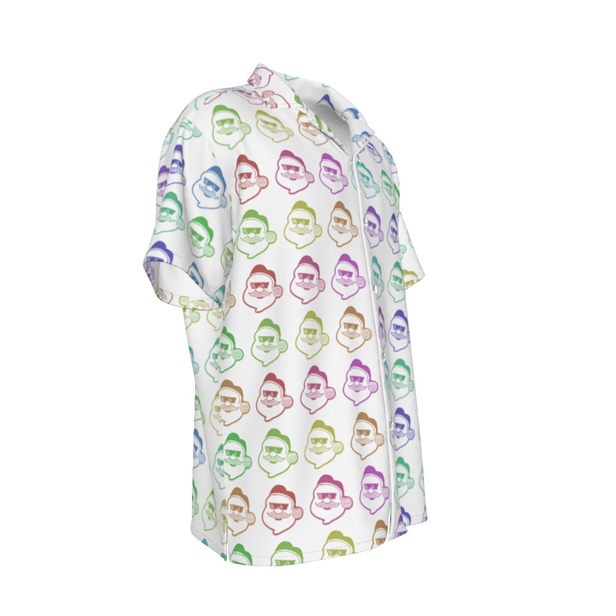 Men's Short Sleeve Christmas Shirt - Rainbow - Boss Santa